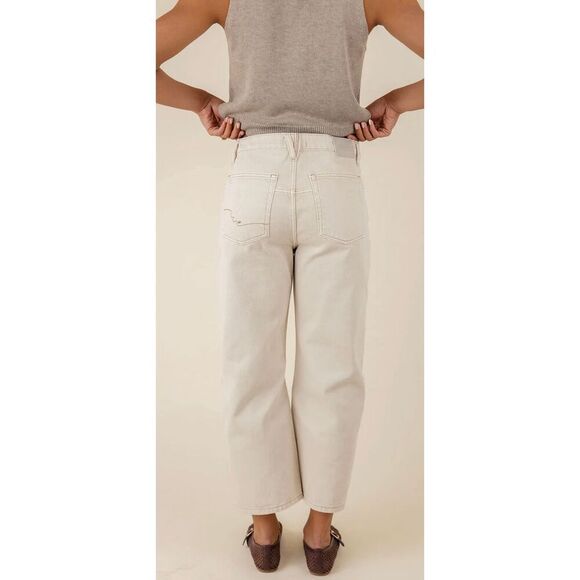 Free People Moxie Casual Khaki Crème Jean Pants Sz 27 NWT - Picture 4 of 8